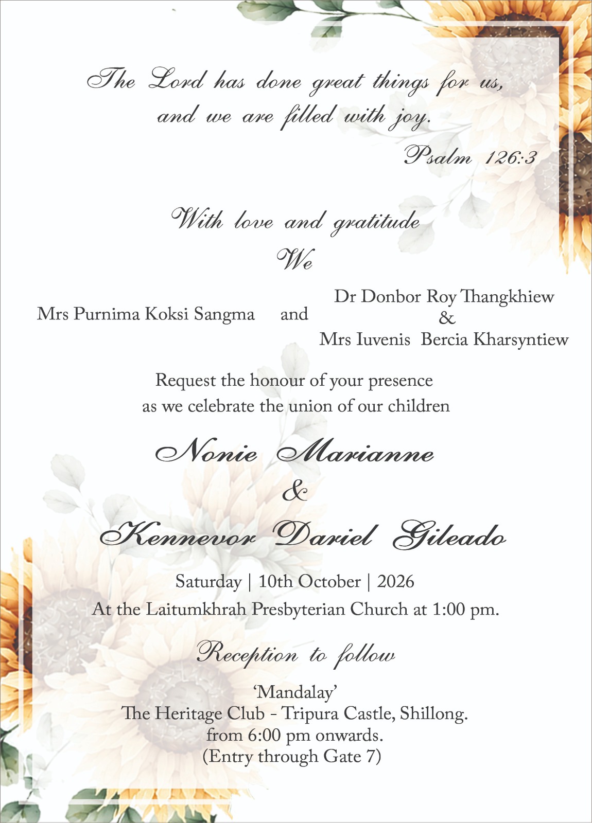 Open wedding invitation